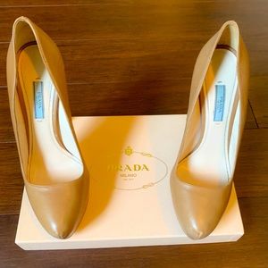 Tan Prada Pumps